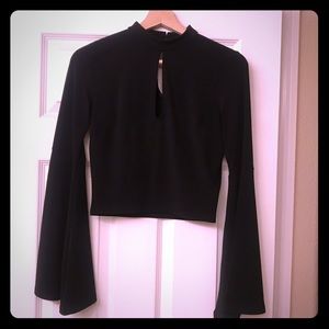 Bell sleeve black top